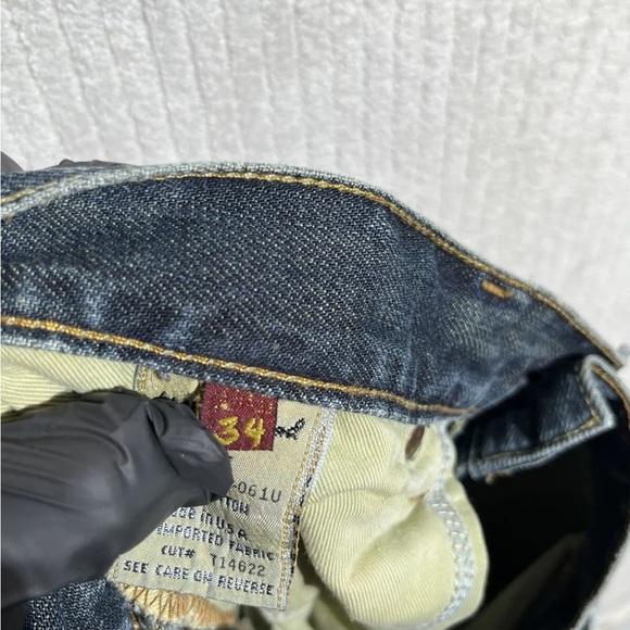 7 For All Mankind Jeans Button Fly Mens 34x 28 Straight Relaxed Loose Dark Wash - Picture 6 of 11